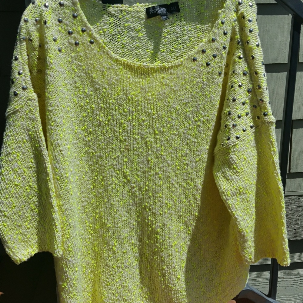 TOP SHOP neon studded sweater